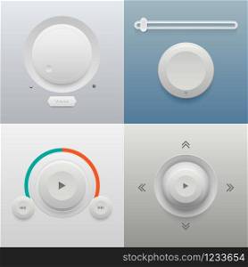 Vector Sets of audio control buttons.