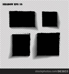 Vector shadows isolated. Set of round and rectangle shadow effects. Vector shadows isolated. Set of round and rectangle shadow effects.