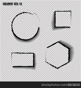 Vector shadows isolated. Set of round and square and rectangle and polygon shadow effects. Vector shadows isolated. Set of round and square and rectangle and polygon shadow effects.