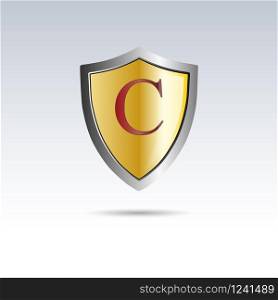Vector shield initial letter C