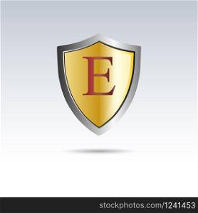 Vector shield initial letter E
