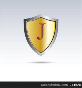 Vector shield initial letter J