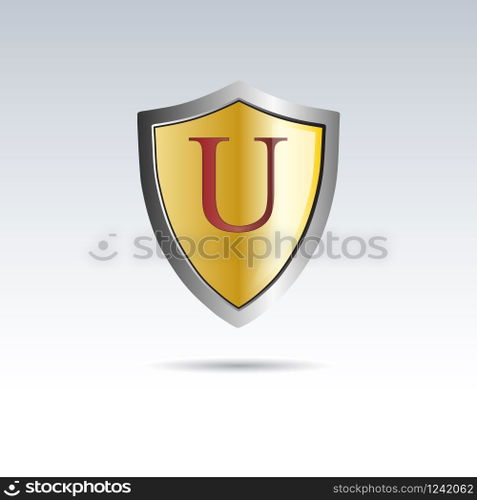 Vector shield initial letter U