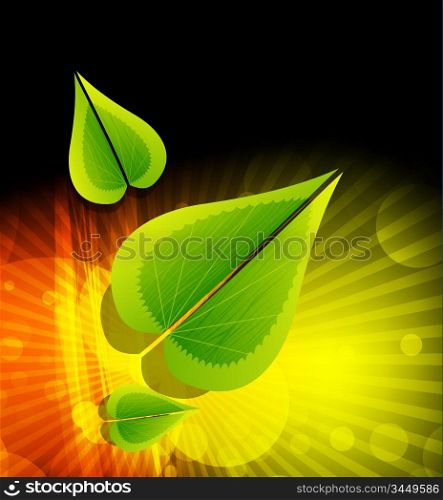 Vector shiny background with leaves