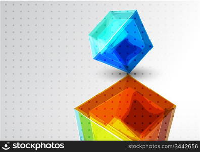 Vector shiny transparent glass cube background