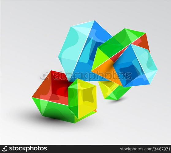 Vector shiny transparent glass cube background