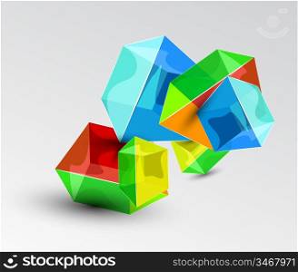 Vector shiny transparent glass cube background