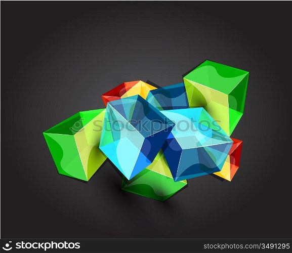 Vector shiny transparent glass cube background