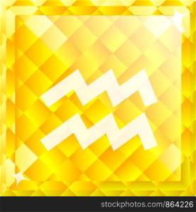 Vector shiny yellow diamond zodiac sign - Aquarius