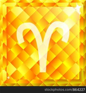 Vector shiny yellow diamond zodiac sign - Aries