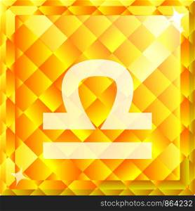 Vector shiny yellow diamond zodiac sign- Libra