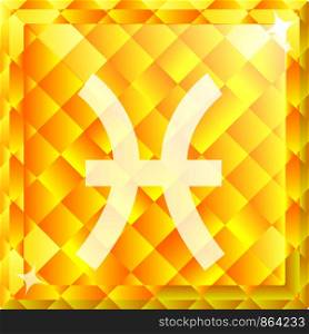 Vector shiny yellow diamond zodiac sign - Pisces