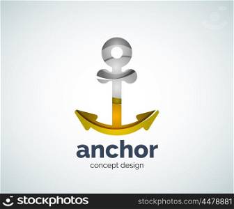 Vector ship anchor logo template, abstract business icon