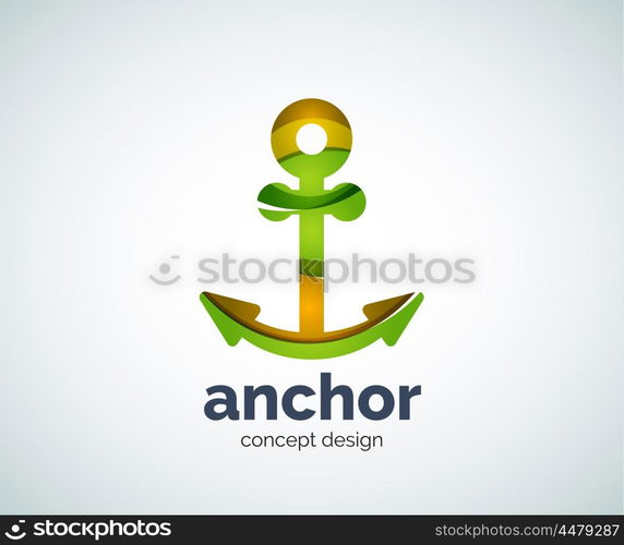 Vector ship anchor logo template, abstract business icon