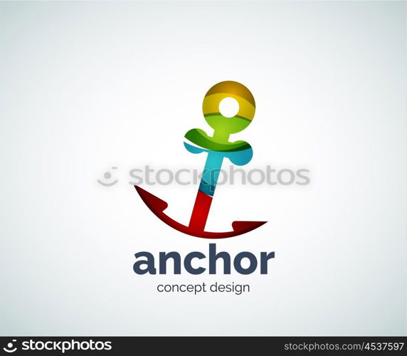 Vector ship anchor logo template, abstract business icon