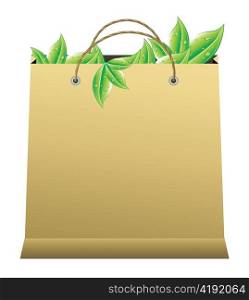 vector shopping bag with leaves