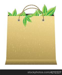 vector shopping bag with leaves