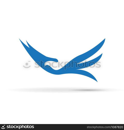 Vector sign abstract bird in flight