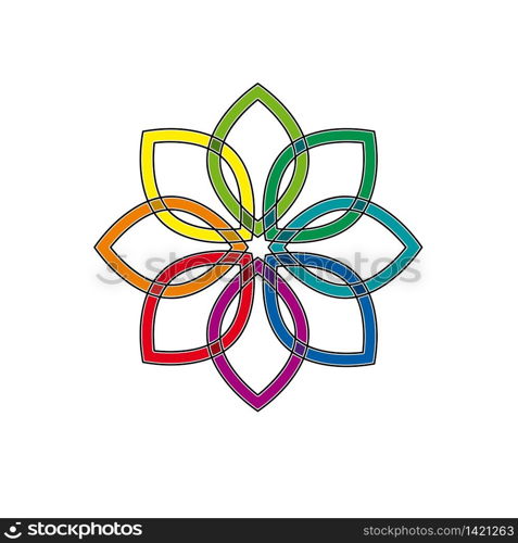 Vector sign abstract flower, in linear style