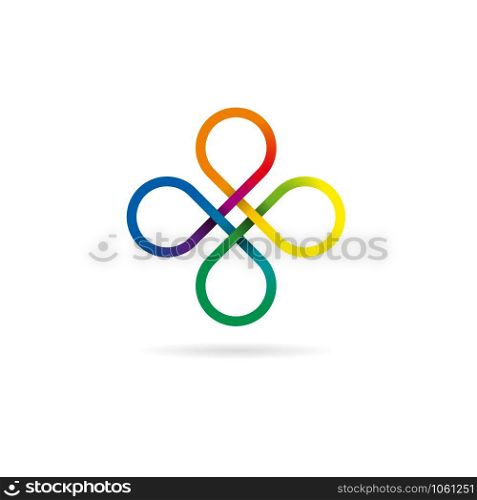 Vector sign abstract flower. Teamwork, union and road junction concept