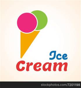 Vector sign abstract ice cream, cone with two ball