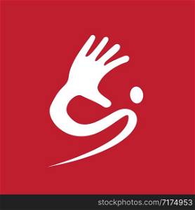Vector sign assistance, man and hand on red