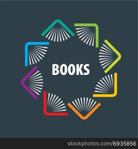 Vector sign book. Abstract logo of books and knowledge. Illustration, vector template