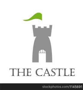 Vector sign castle with flag