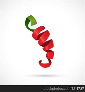 Vector sign chili peeled. Red pepper in abstract shapes