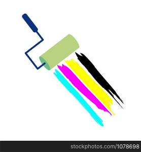 Vector sign CMYK, brush with paint