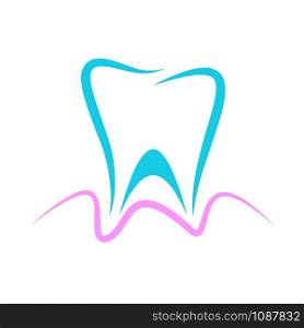 Vector sign dentist, blue tooth and pink gingiva