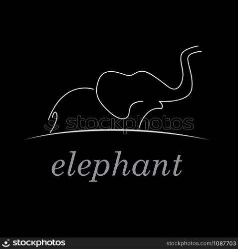 Vector sign elephant, drawing on black background