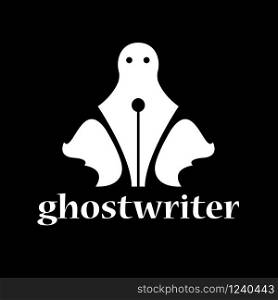 Vector sign ghostwriter. Fountain pen and ghost. shadow writer concept