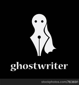 Vector sign ghostwriter. Fountain pen and ghost. shadow writer concept