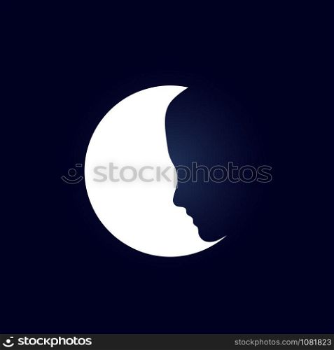 Vector sign girl and the moon