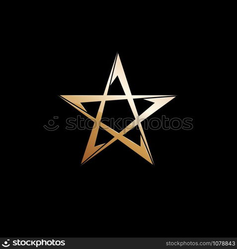 Vector sign golden star on black background