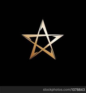 Vector sign golden star on black background