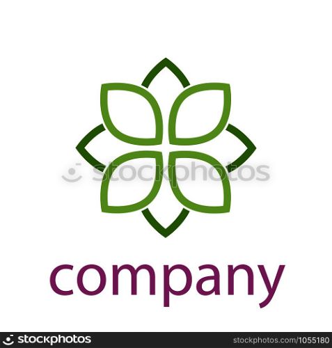 Vector sign green flower, abstract shape