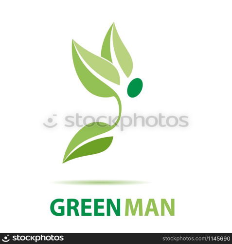 Vector sign green man flying