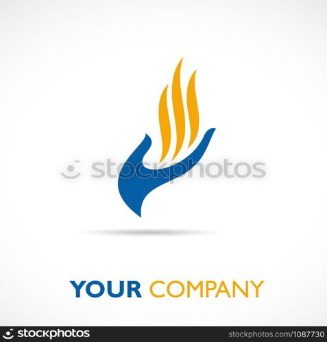 Vector sign hand and flame