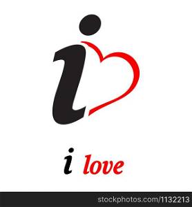 Vector sign i love, person on the heart