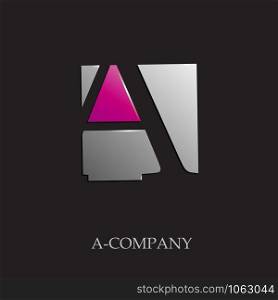 Vector sign initial letter A on black background