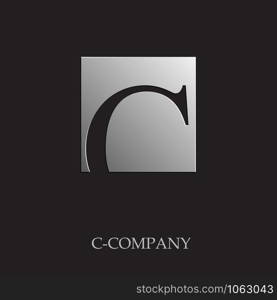 Vector sign initial letter C on black background