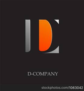 Vector sign initial letter D on black background
