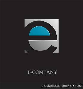Vector sign initial letter E on black background