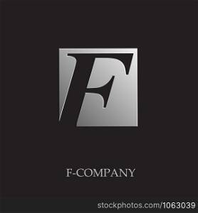 Vector sign initial letter F on black background
