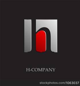 Vector sign initial letter H on black background