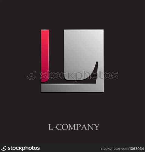 Vector sign initial letter L on black background