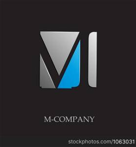 Vector sign initial letter M on black background