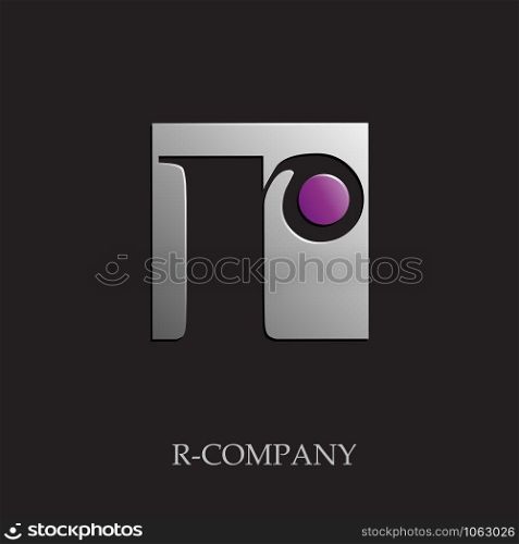 Vector sign initial letter R on black background
